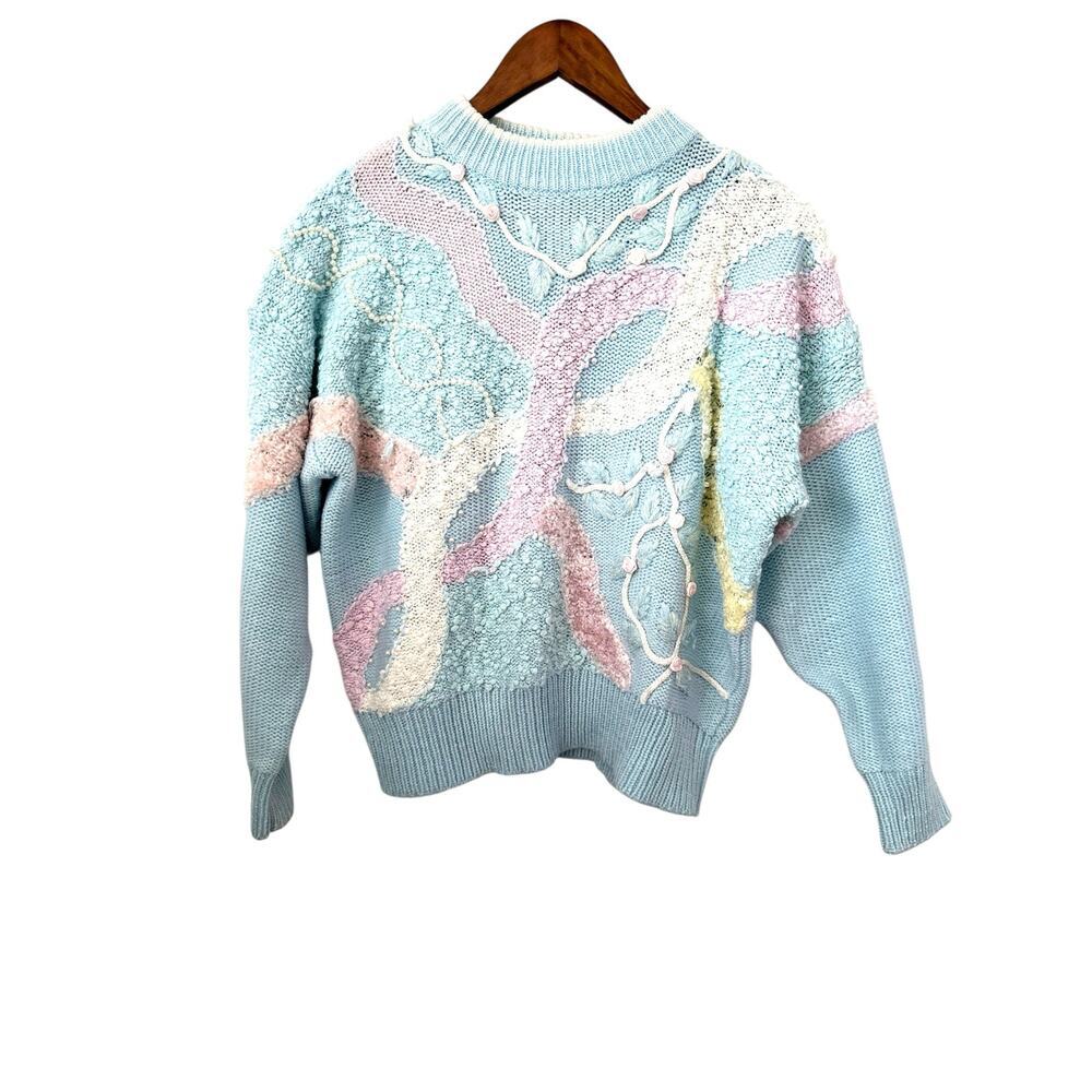 Vintage Jaclyn Smith Pastel Abstract Sweater Women’s Size M |  Knit 80s Style - Picture 10 of 14